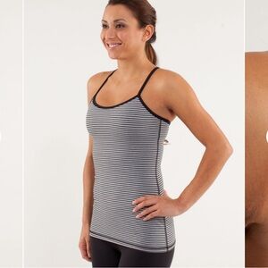 Lululemon Power Y Tank *Luon Light - Silver/Black Stripes